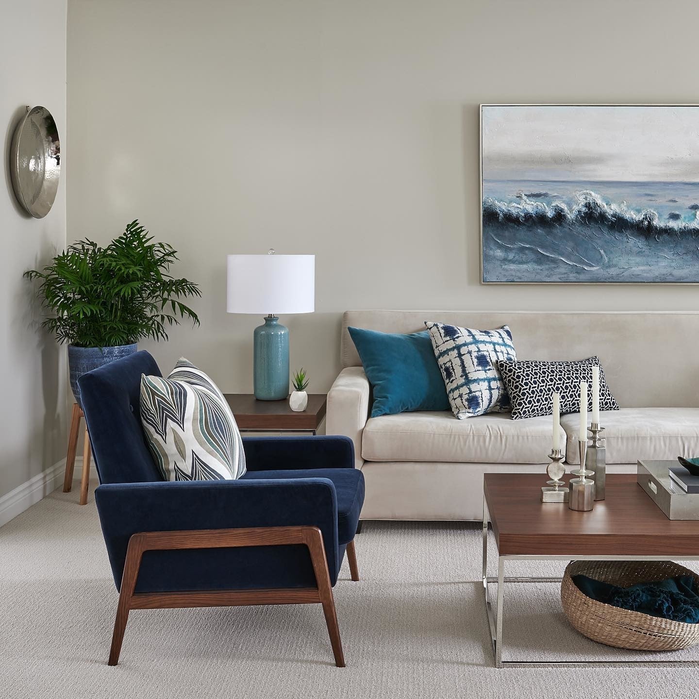 Walnut & Cascadia Blue Velvet Lounge Chair | Nord | Article