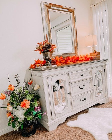 Realyn Dining Server with Inset Mirrored Glass and Fretwork | Ashley