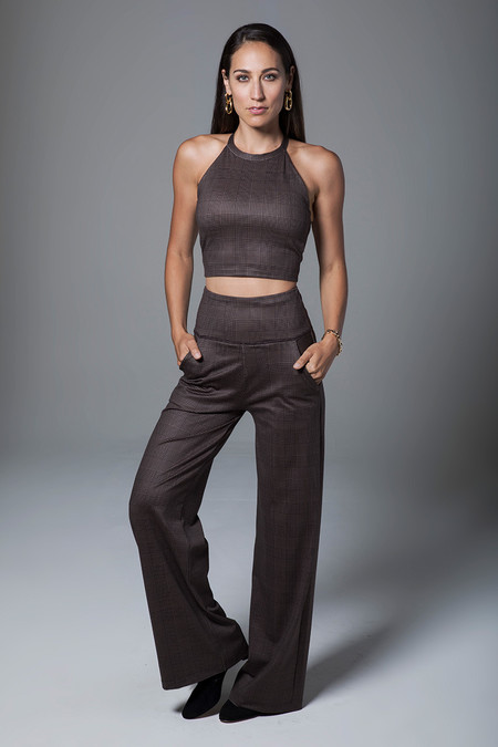 High Waist Wide Leg Pant - Prince of Wales Plaid | KiraGrace