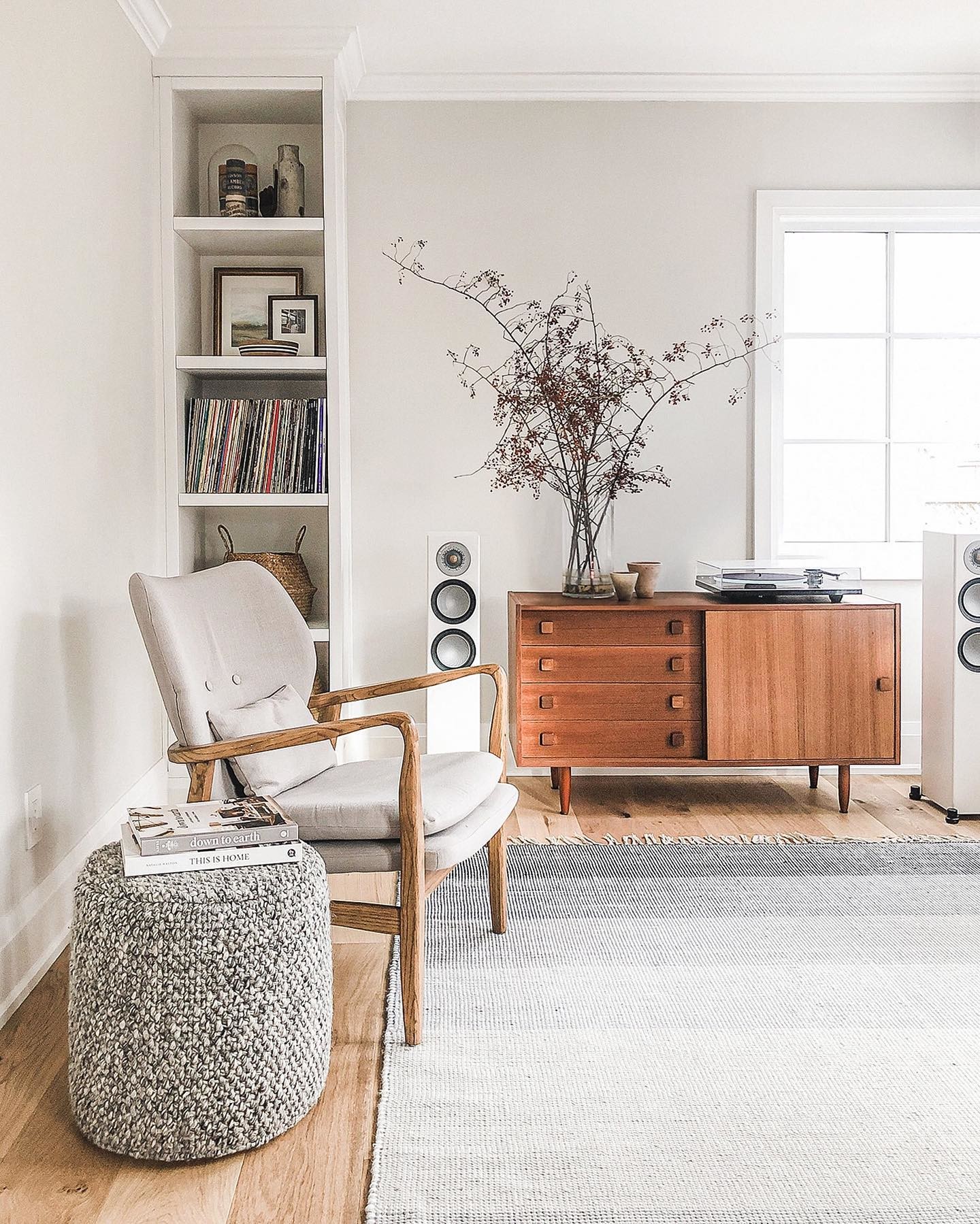 Round Fog Gray Handmade Fabric Pouf | Texa | Article