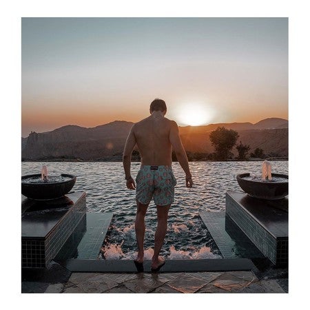 Sunrise at Sea Japanese Mens Board Shorts Swim Mesh Lining and Side Pocket