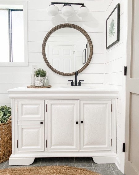 circle mirror bathroom vanity