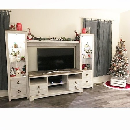 Willowton tv stand on sale with fireplace