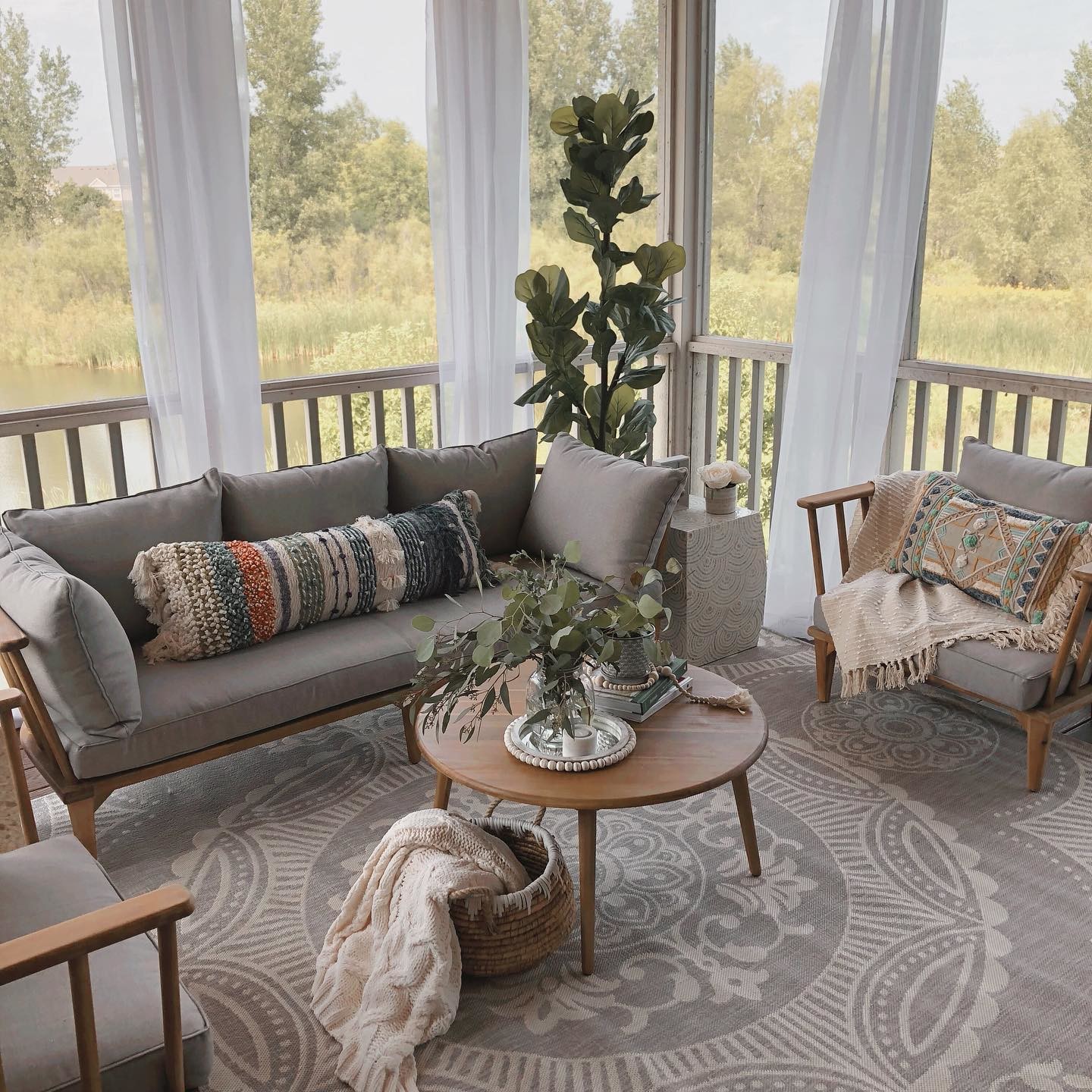 Beach Sand Fabric & Acacia Wood Outdoor Lounge Chair | Sora | Article