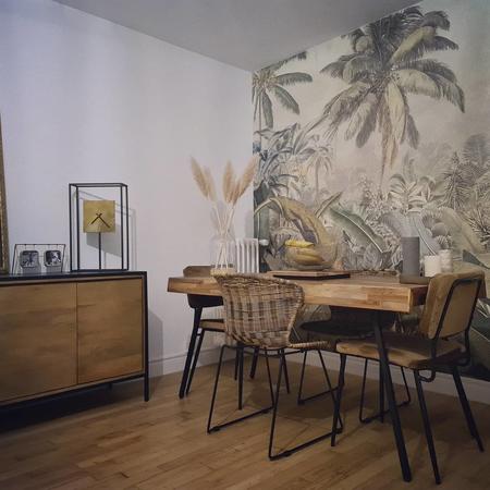 Suri - Table à manger 4 personnes en teck recyclé et métal