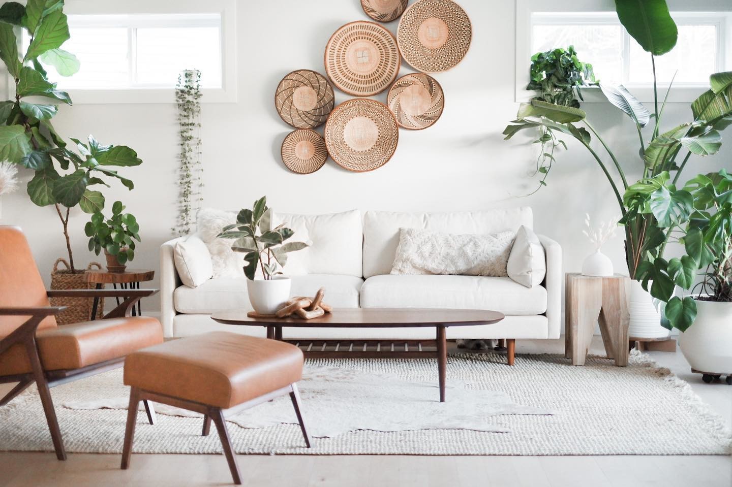 Square Oak & Light Welsh Gray Fabric Ottoman | Otio | Article