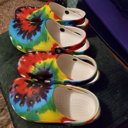 rainbow tie dye crocs