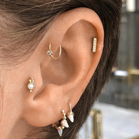 国内発| MARIA TASH Granulated Triple Short Spike イヤーカフ Granulated Triple Short Spike Tash Cuff Earring White Gold