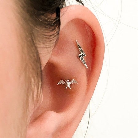 Black Diamond Lightning Bolt Threaded Stud Earring | MARIA TASH
