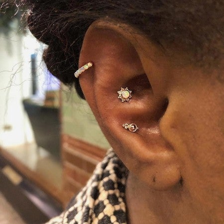 Ear Rose Gold Earrings Trinity Ball Earrings Opal Four Ball