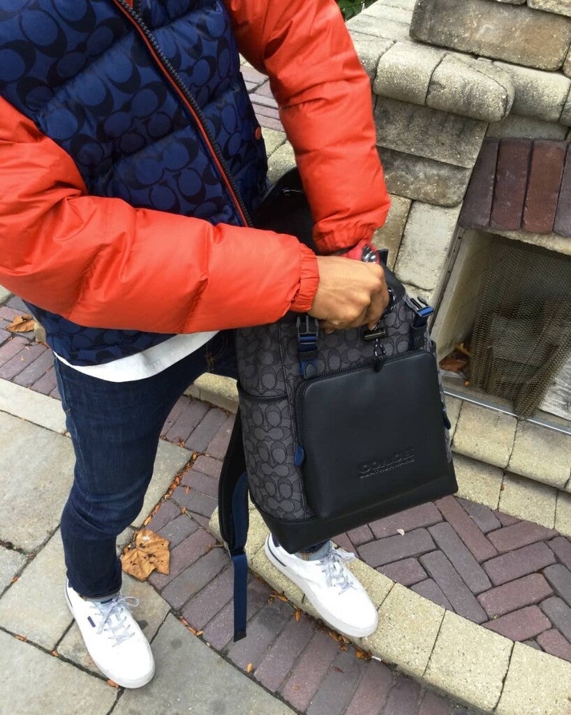 COACH® | League Flap Backpack In Signature Jacquard