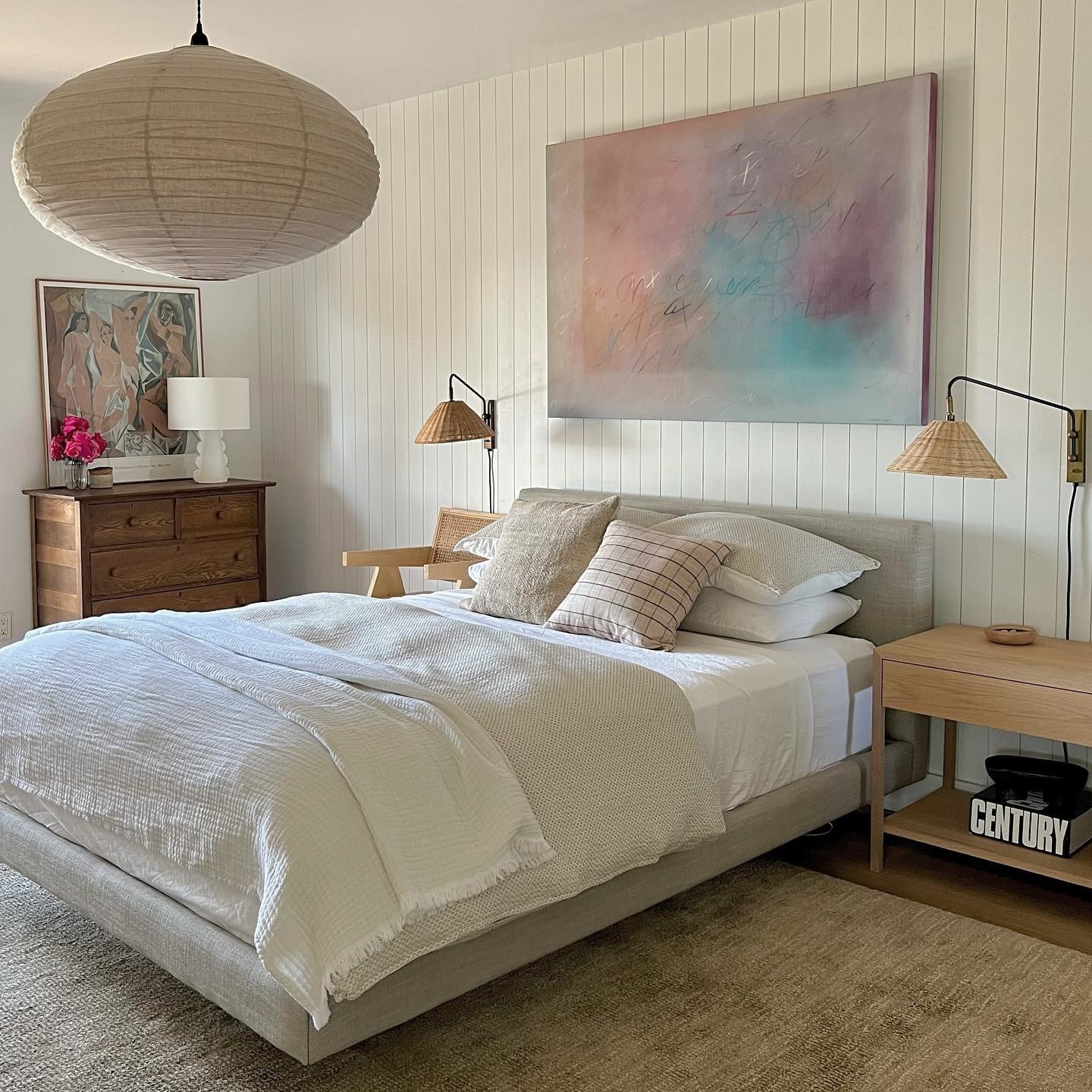 Clay Taupe Fabric Queen-Sized Bed Frame w/ Headboard | Tessu | Article