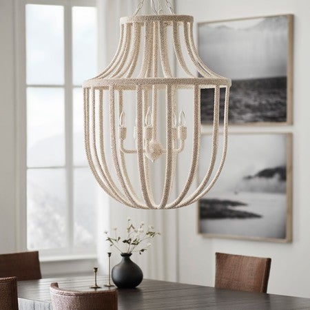 Classic metal chandelier silhouette fully covered with tiny