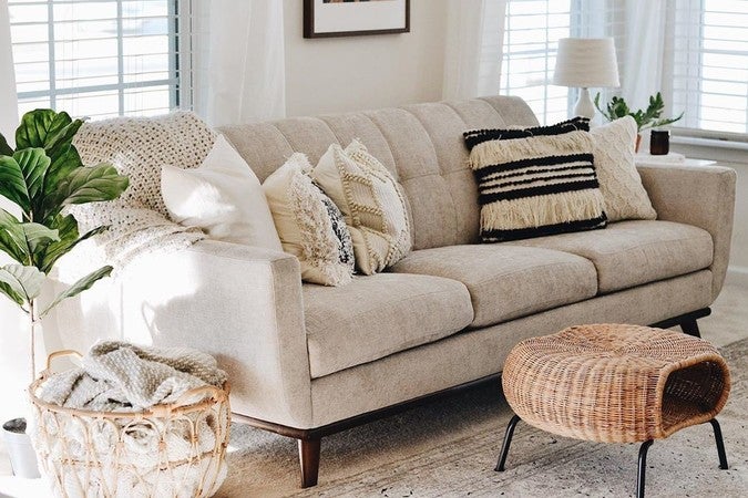 East Side Mushroom Brown Chenille Fabric Sofa | Rooms to Go