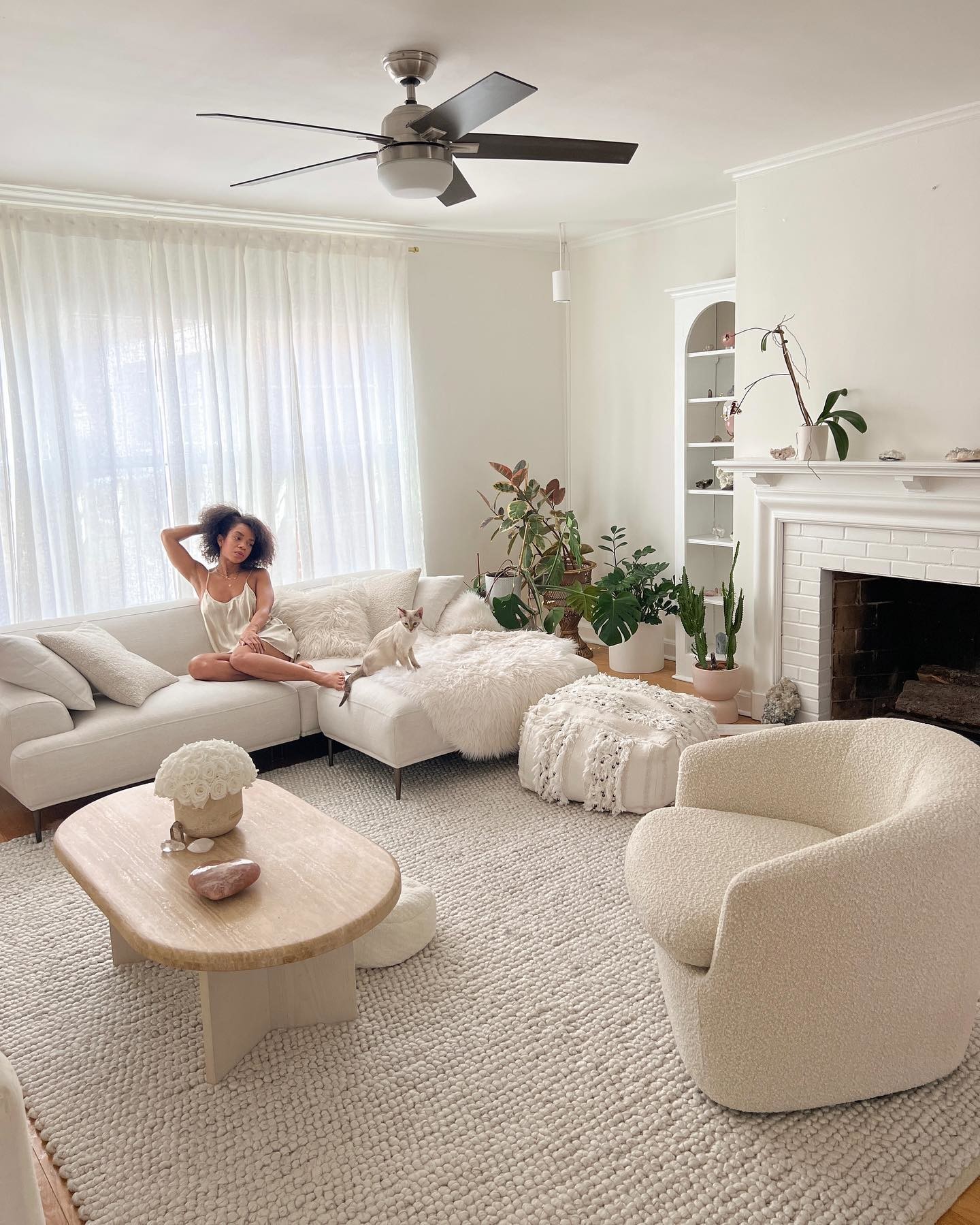 Abisko Quartz White Rectangular Fabric Ottoman | Article
