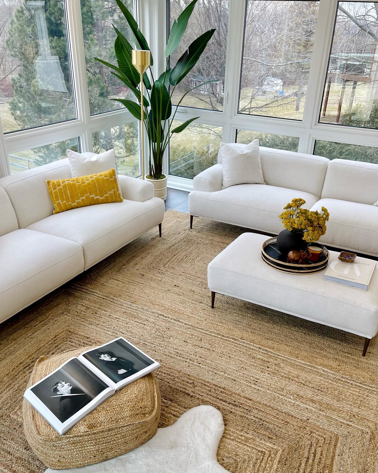 Abisko Quartz White Rectangular Fabric Ottoman | Article