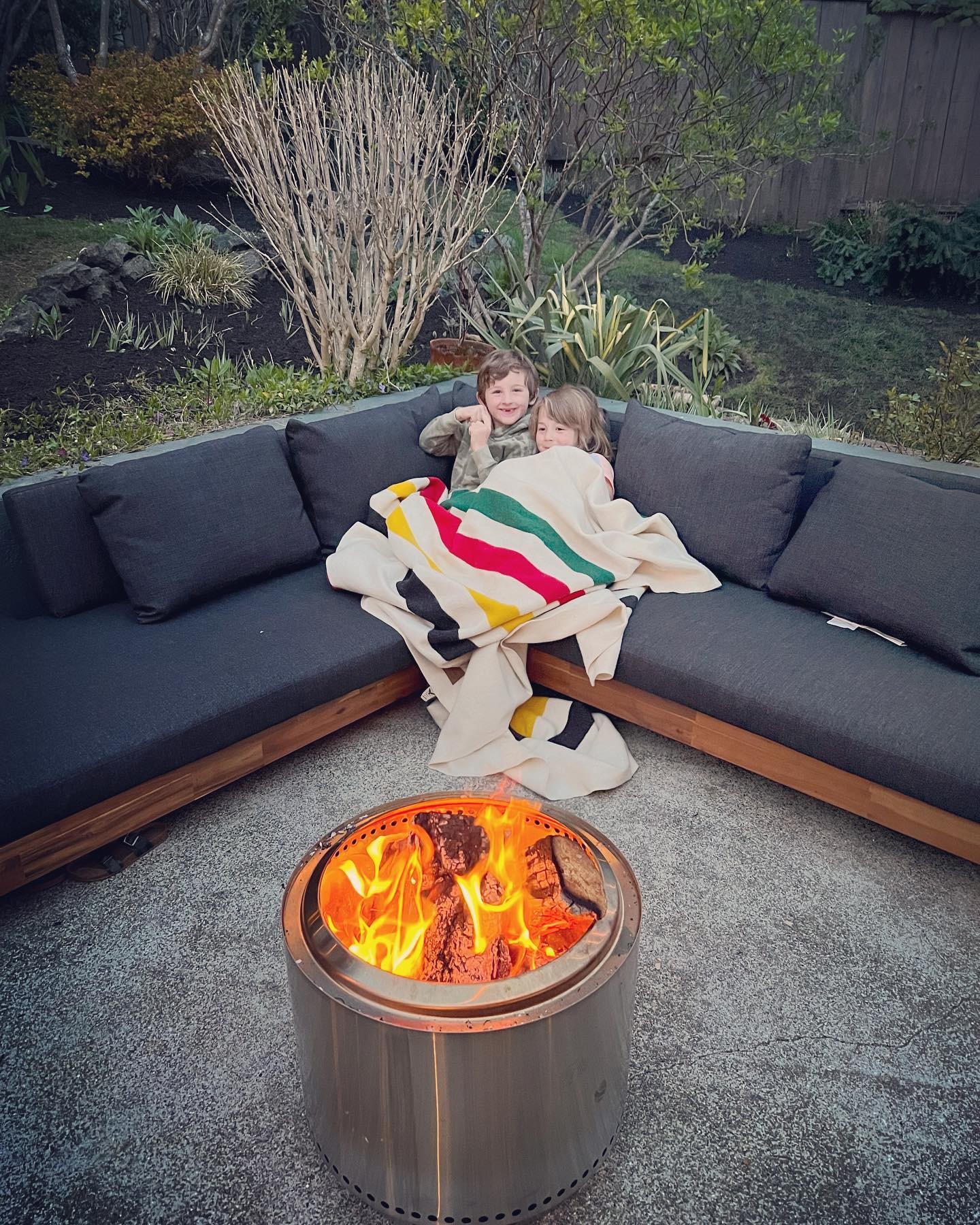 Acacia Wood & Dravite Ivory Outdoor Sectional | Lubek | Article