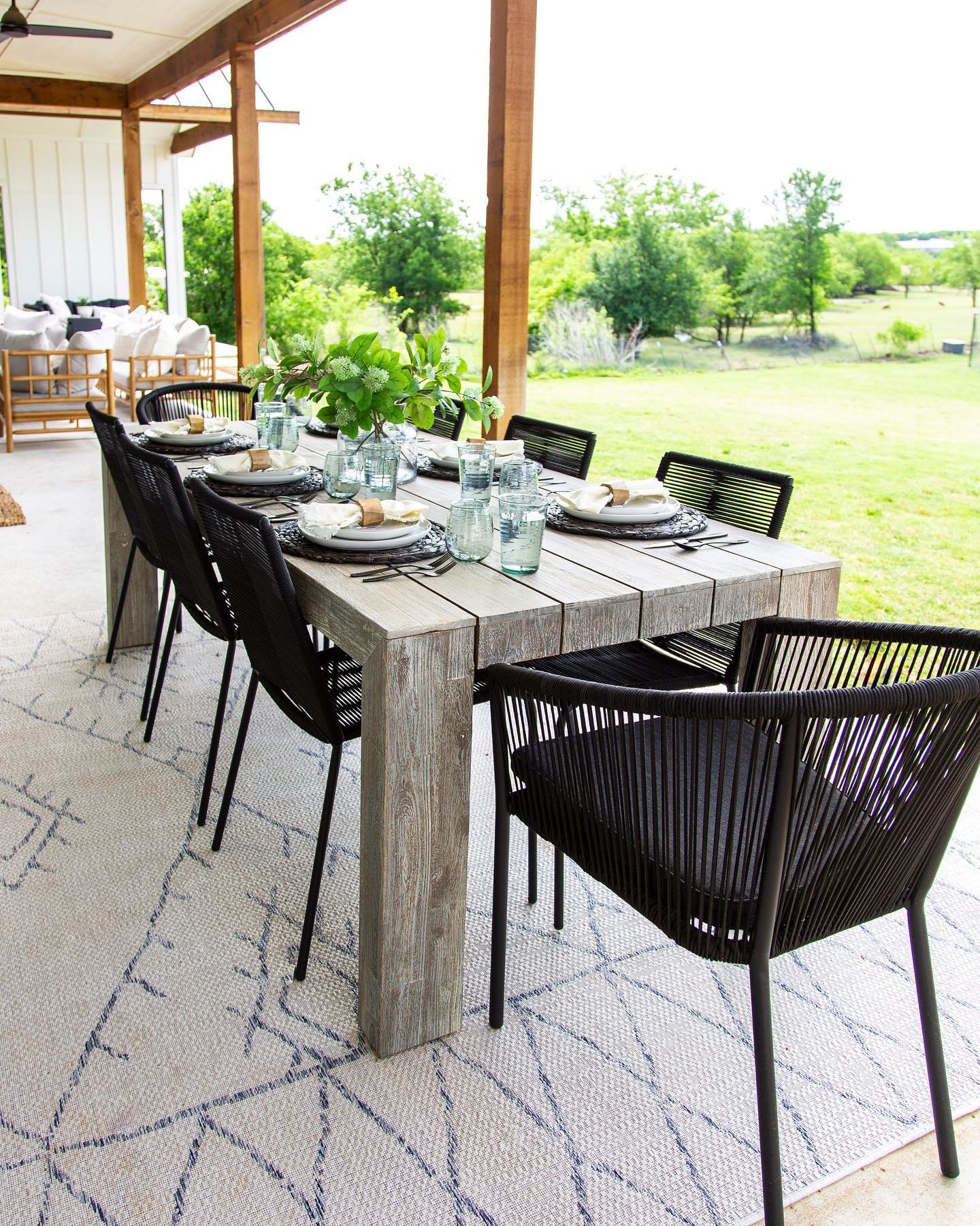 Steel Framed Ember Black Woven Rope Dining Chair | Zina | Article