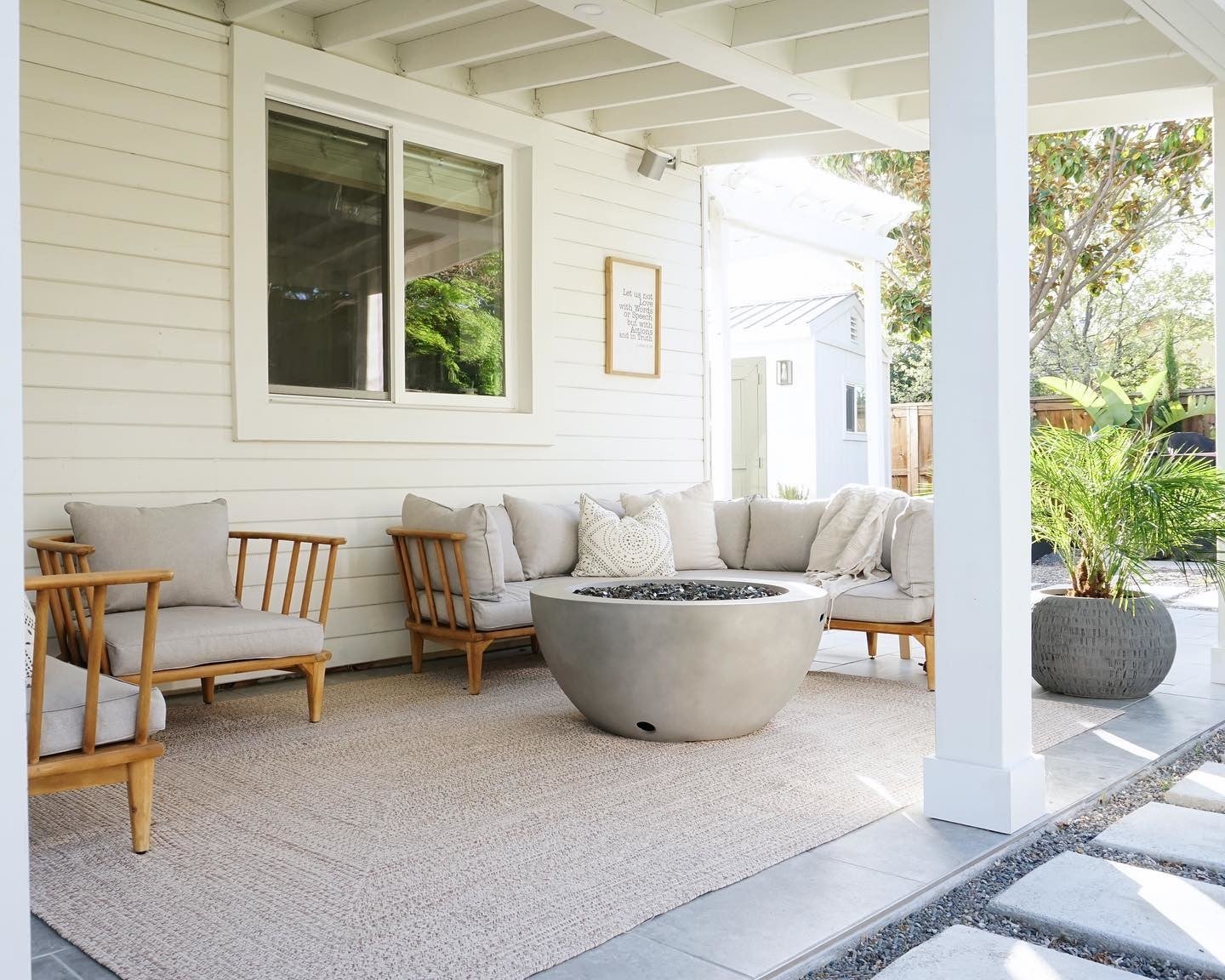 Beach Sand Fabric & Acacia Wood Outdoor Lounge Chair | Sora | Article