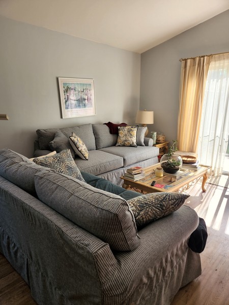 Cindy Crawford Beachside Walk Denim Blue Cotton Fabric Loveseat