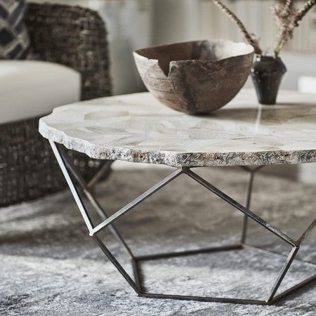 Loren Fossilized Clam Coff Table | PALECEK