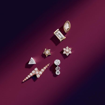 国内発| MARIA TASH Lightning Bolt 18K ダイヤモンド ピアス Maria Tash 18ct 11mm Diamond Lightning Bolt Threaded Stud