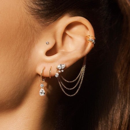 （US発）Maria Tash 2mmダイヤモンドフープイヤリング 2mm Diamond Princess Hoop Earring | MARIA TASH