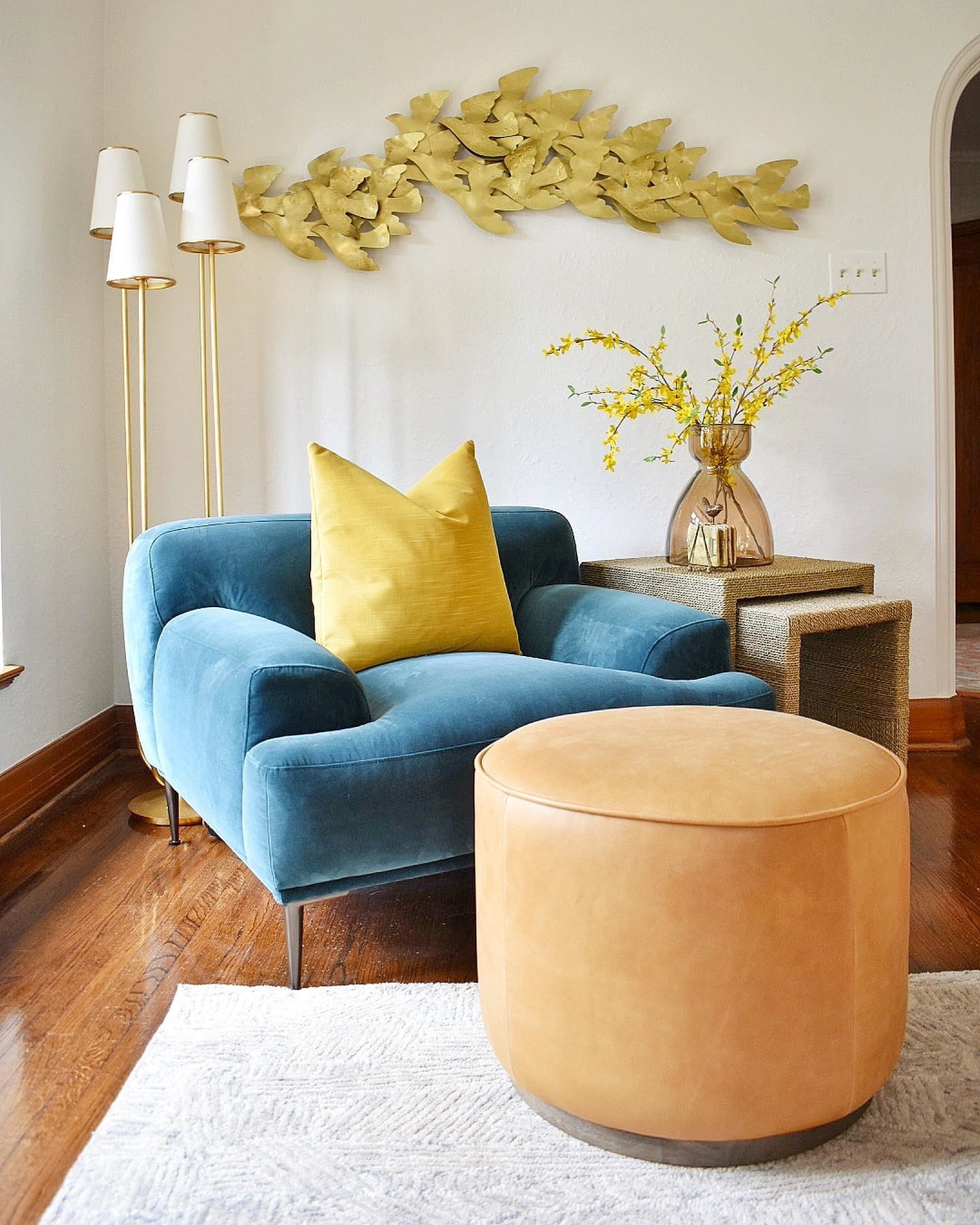 Abisko Plush Pacific Blue Velvet & Metal Legs Lounge Chair | Article