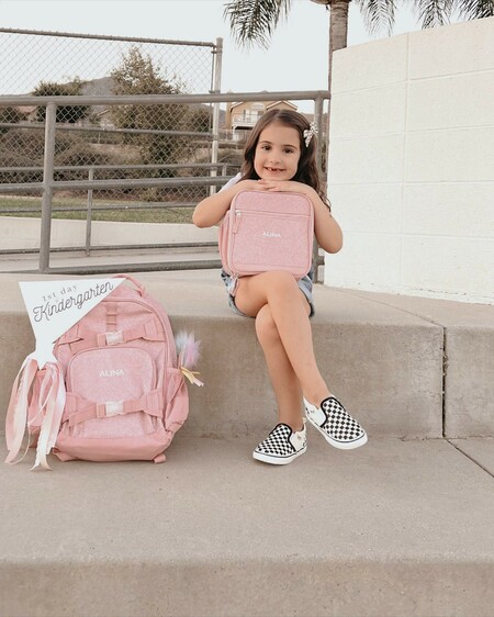 pink glitter lunch bag