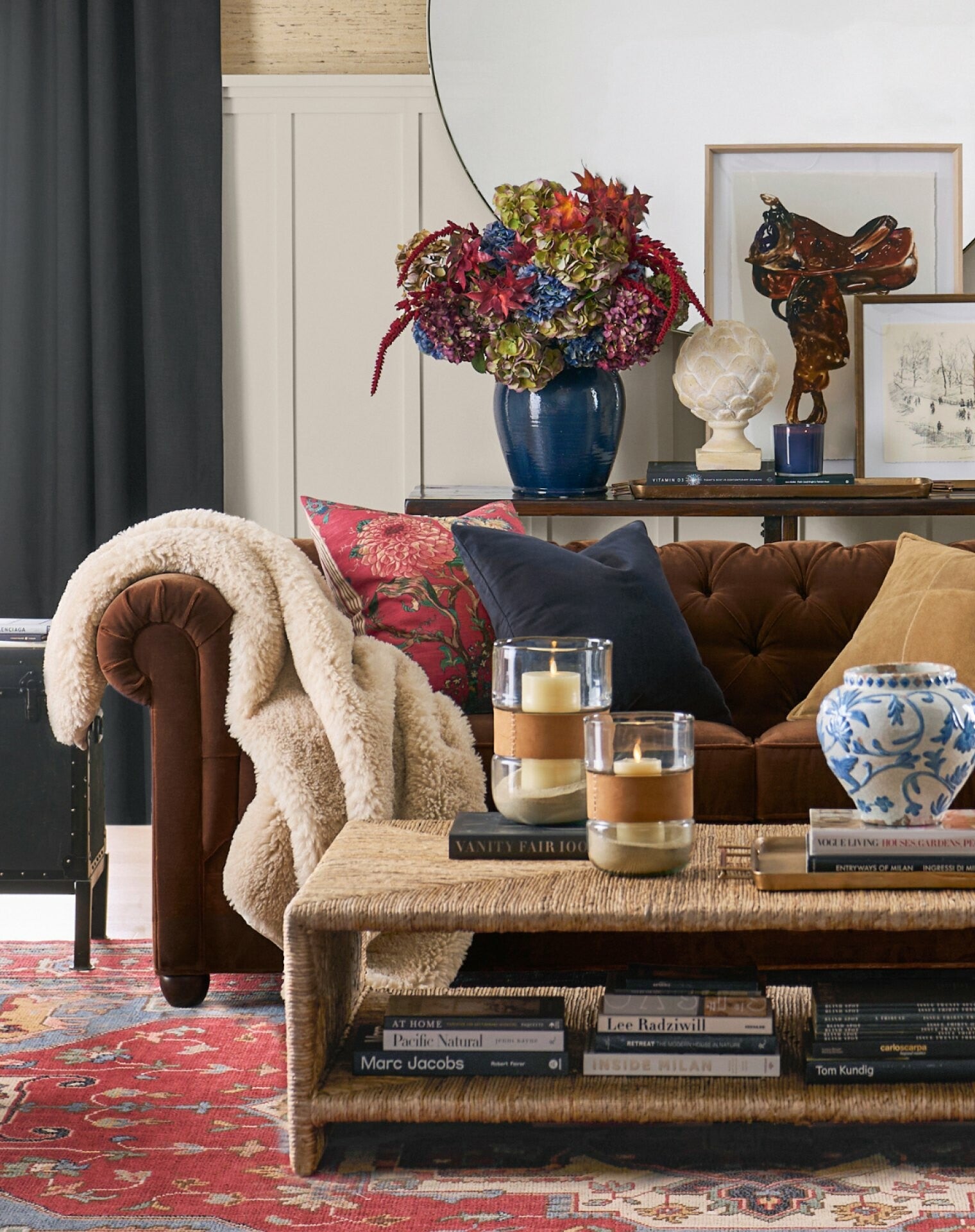 image by Pottery Barn containing Table, Plant, Flowerpot, Flower, Textile