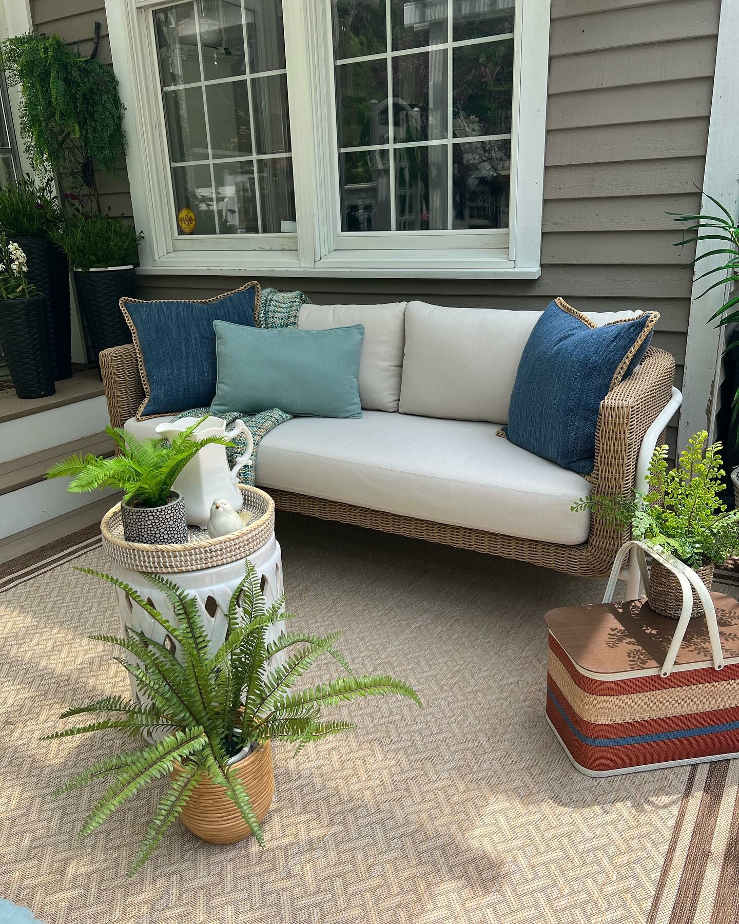 Aby Dravite Green Fabric & Resin Wicker Outdoor Loveseat | Article