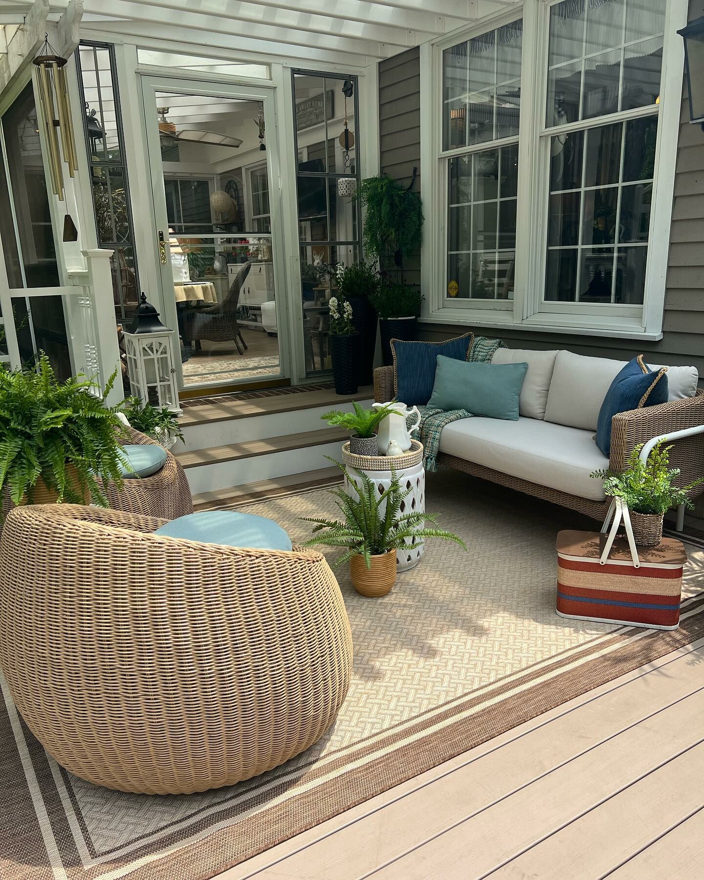 Aby Dravite Green Fabric & Resin Wicker Outdoor Loveseat | Article