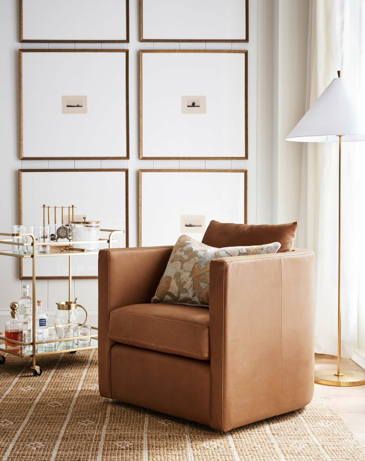 image by Pottery Barn containing Brown, Furniture, Comfort, Wood, Interior design