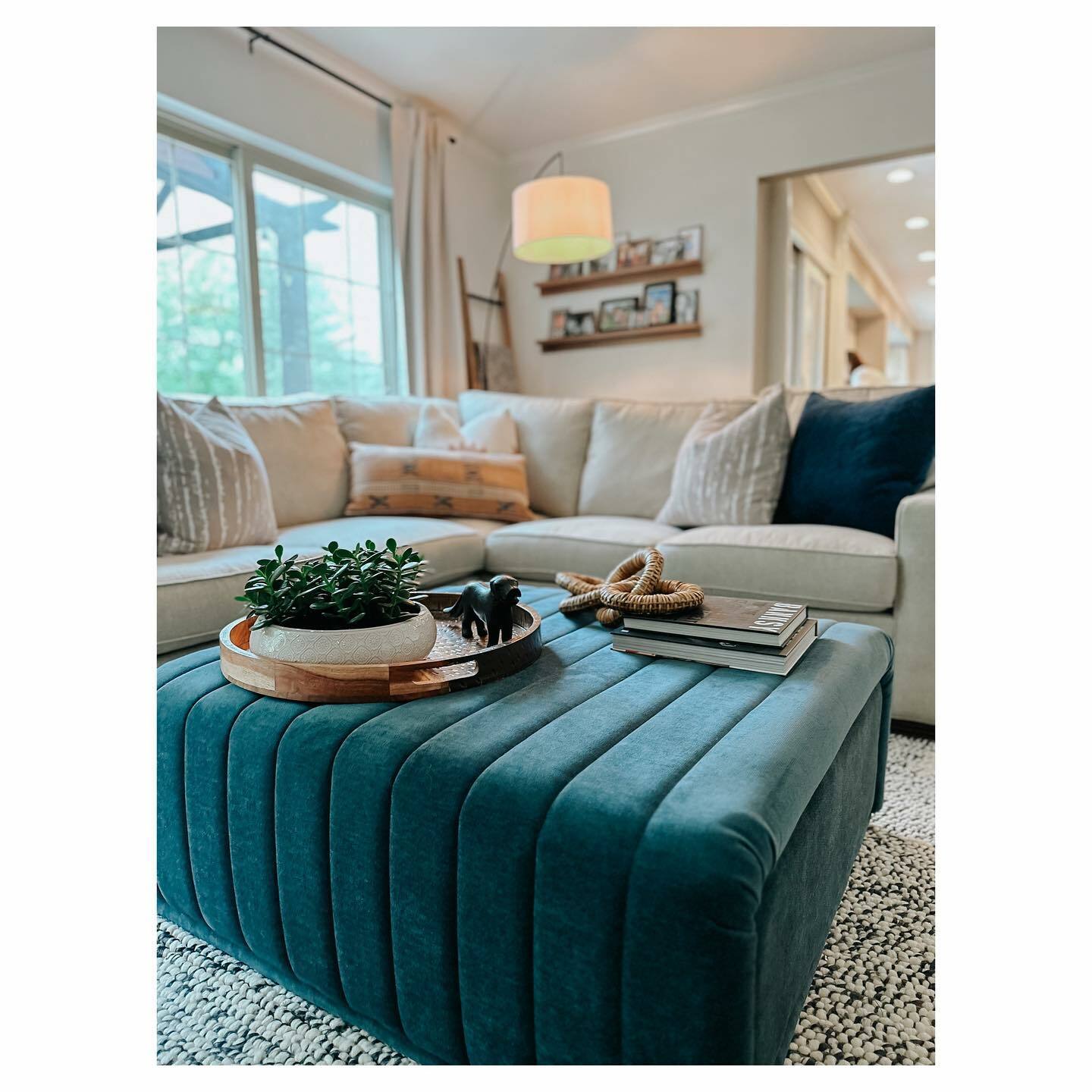Sefto Saltwater Blue Tufted Ottoman | Article