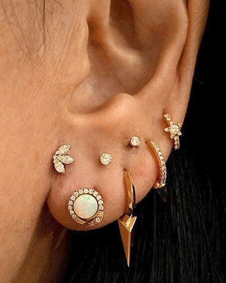 マリア Faceted Single Long Spike Hoop Earring | MARIA TASH