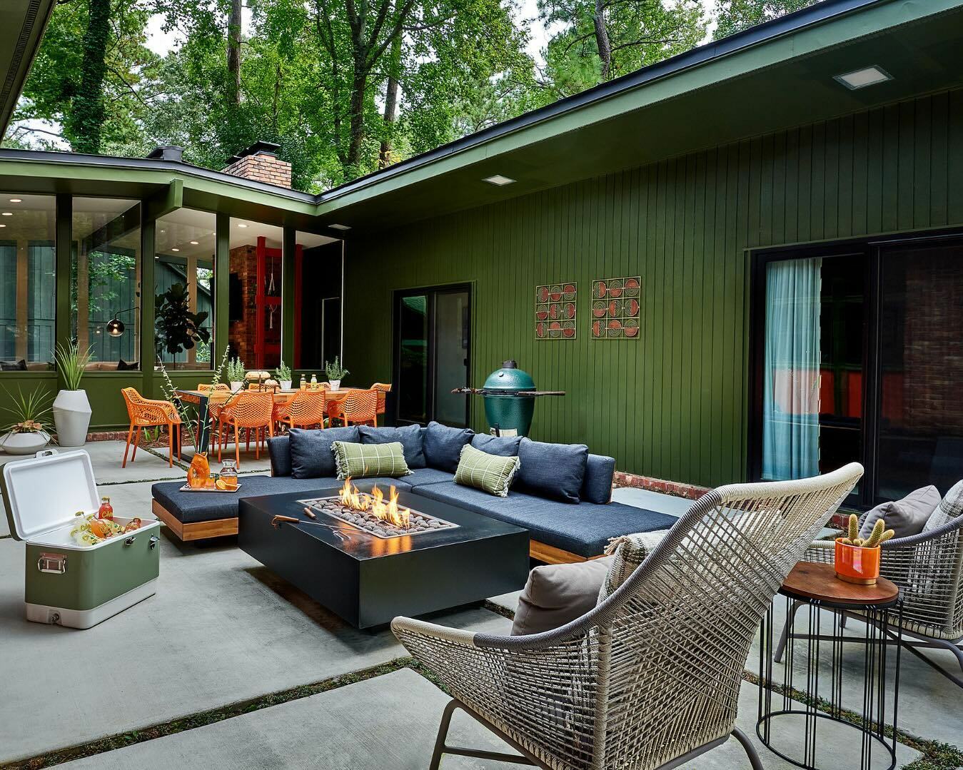 Acacia Wood & Dravite Green Outdoor Sectional | Lubek | Article