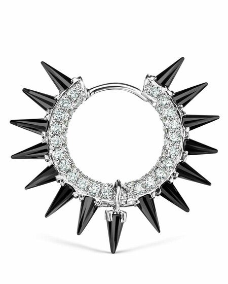 国内発| MARIA TASH Mohawk Black&White Pave Diamond Hoop Black Moissanite Mohawk and Diamond Pavé Hoop Earring White