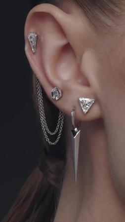 Engraved Silhouette Diamond Threaded Stud Earring | MARIA TASH