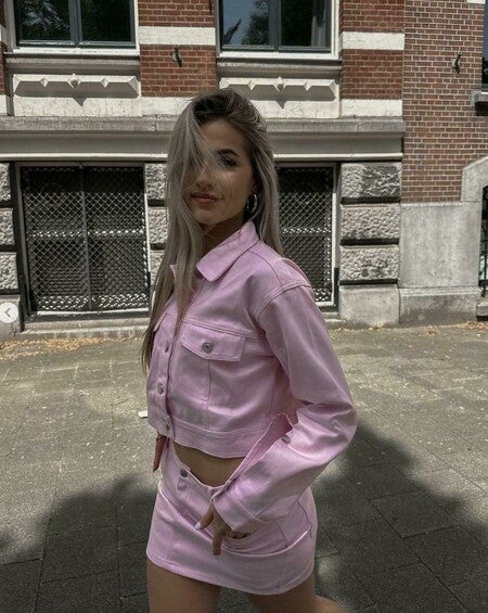 Pink denim jacket | Loavies