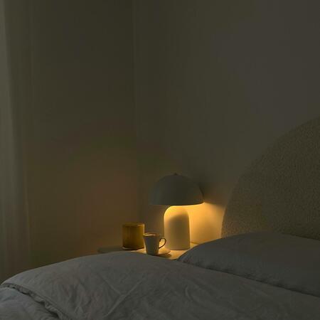 Noussa - Tête de lit en tissu bouclette demi-lune L170cm