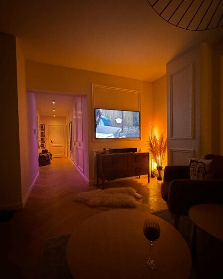 image by deer.home containing living room, television, room, light, table
