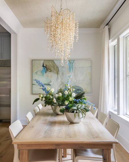 Strands of tiny wood beads embellished with teardrop shaped wood