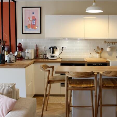 Joko - Lot de 2 chaises de bar en teck H75cm