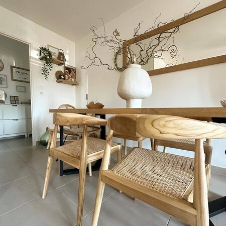 Bunga - Lot de 2 chaises en teck et cannage