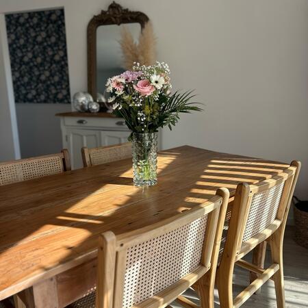 Basuki - Lot de 2 chaises en teck et cannage