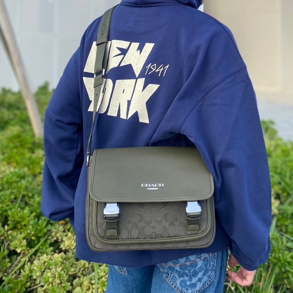 COACH® Outlet | Racer Messenger Bag In Signature Canvas