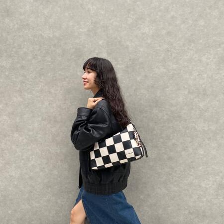 Alter/Ego Shoulder Bag In Checkerboard Upcrafted Leather