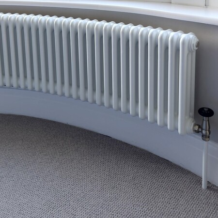 Nordic Oslo, Column Curved Bay Window Radiator, White, 400mm x