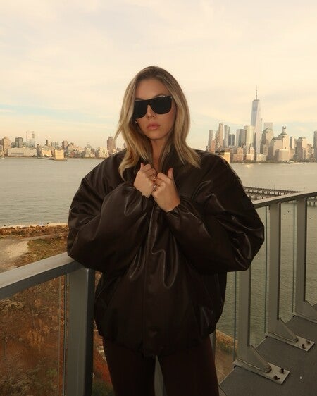 Faux Leather Premier Bomber - Bone