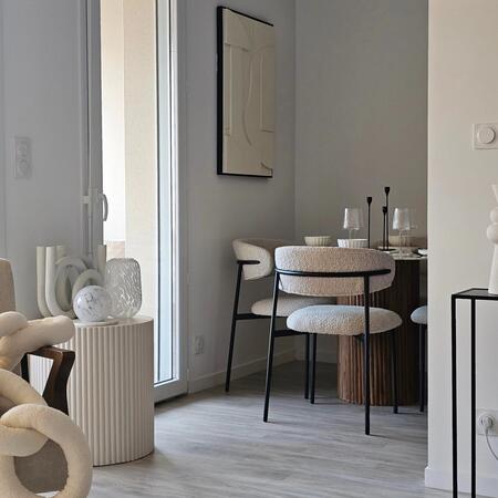 Ester - Lot de 2 chaises en tissu bouclette et métal